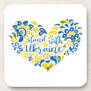 Posavasos Apoyar a Ucrania con letras y corazón