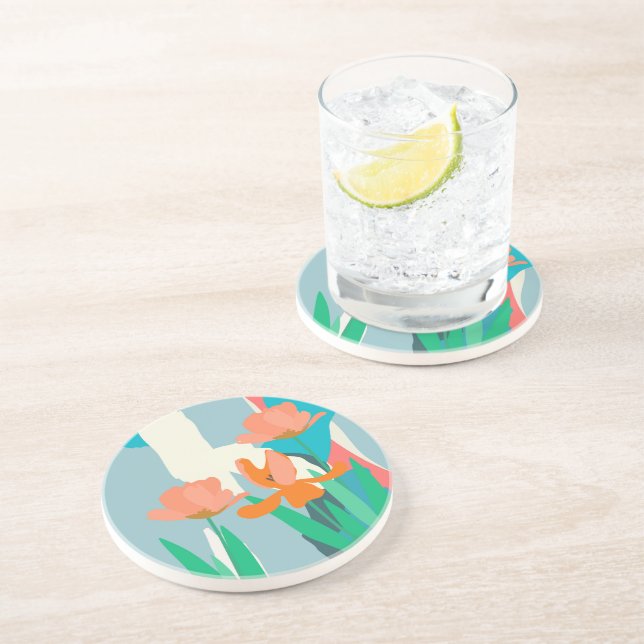 Posavasos Apricot Tulips Artista Color moderno Bloques Prima (Lado)