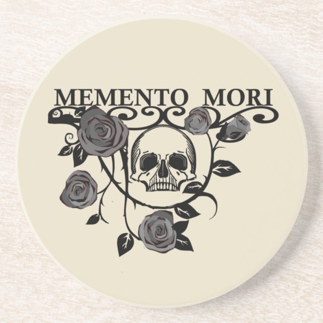 Posavasos Aprovecha el Día - Rosas Negras - Cráneo Memento M (Frente)