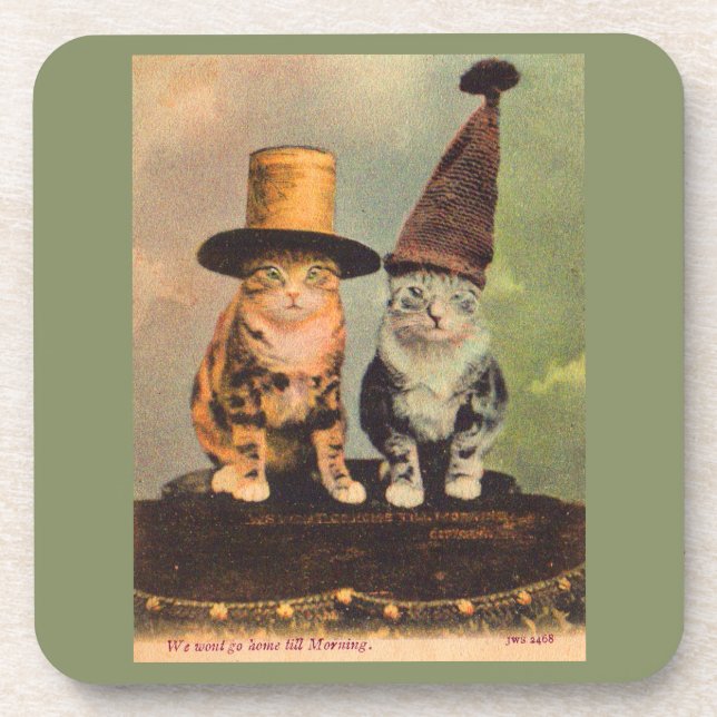 Posavasos aproximadamente 1900 gatos en gorras RPPC (Frente)