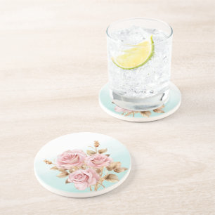 Posavasos Aqua Floral Rosa de oro blanco rosado