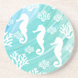 Posavasos Aqua Ocean Seahorse Coral Sealife