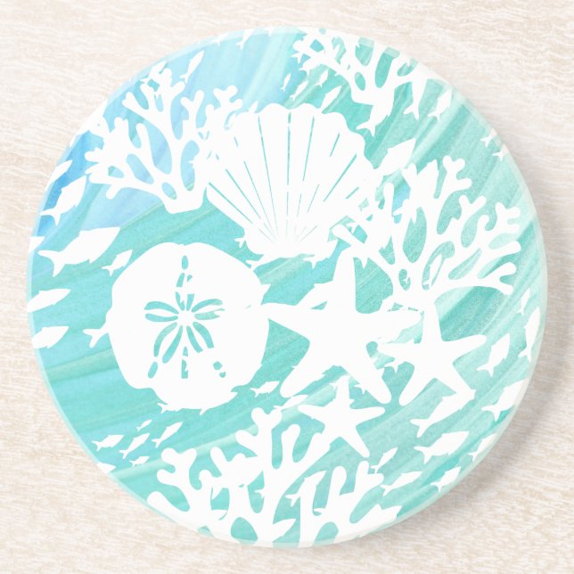 Posavasos Aqua Ocean Seasheles Fish Coral (Frente)
