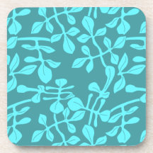 Aqua Tone on Tone Modern Leaf Design Set de 6