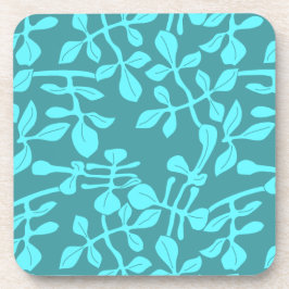 Posavasos Aqua Tone on Tone Modern Leaf Design Set de 6