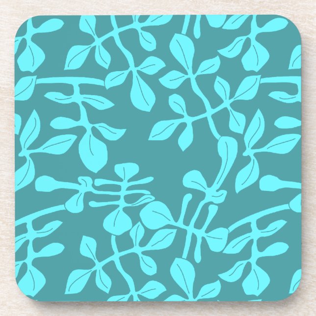 Posavasos Aqua Tone on Tone Modern Leaf Design Set de 6 (Frente)