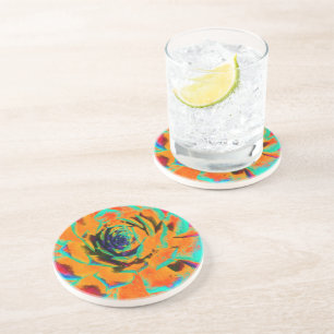 Posavasos Aquamarina y Naranja Succulum Rosette