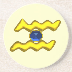 Posavasos AQUARIUS ZODIAC BIRTHDAY JEWEL Blue Sapphire Cream