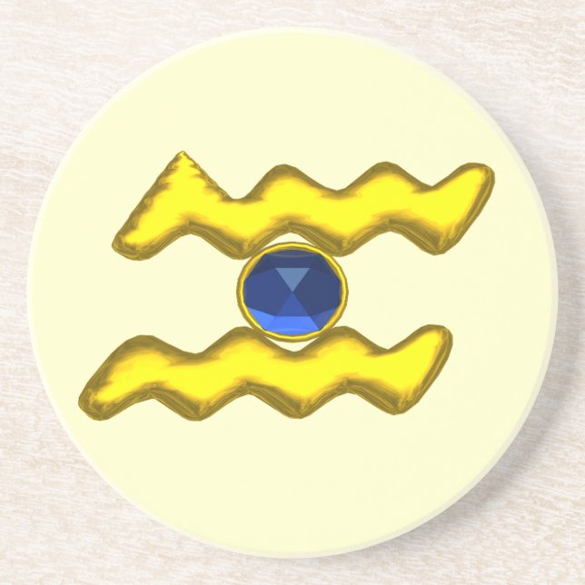 Posavasos AQUARIUS ZODIAC BIRTHDAY JEWEL Blue Sapphire Cream (Frente)