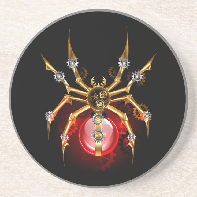 Posavasos Araña de vapor sobre negro (Frente)
