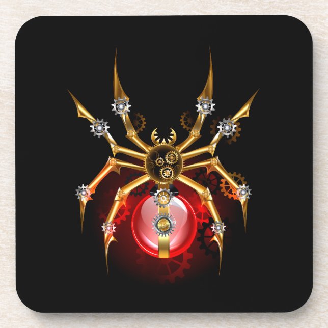 Posavasos Araña de vapor sobre negro (Frente)