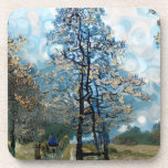 Posavasos Árbol<br><div class="desc">Diseño artístico otoñal de un abeto y una persona que disfruta de paz y tranquilidad.</div>