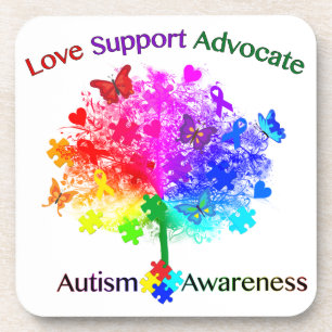 Posavasos Árbol arcoiris de autismo