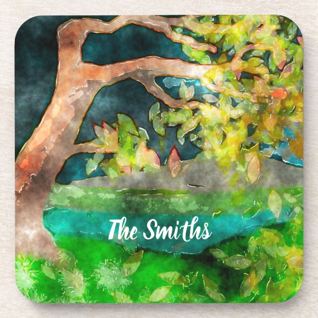 Posavasos Árbol barrido de viento (Frente)