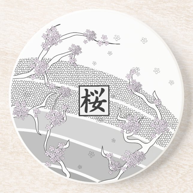 Posavasos Árbol blanco de la flor de cerezo (Frente)