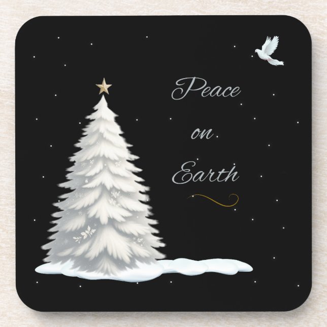 Posavasos Árbol blanco de Navidad (Frente)