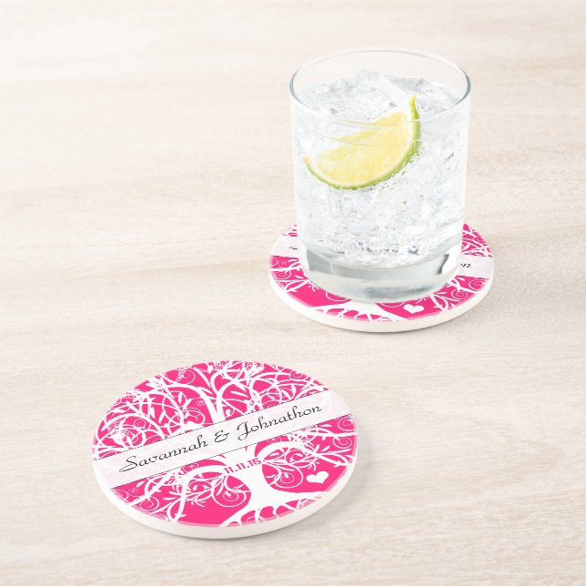 Posavasos Árbol blanco de remolinos sobre la elección de col (Lado)