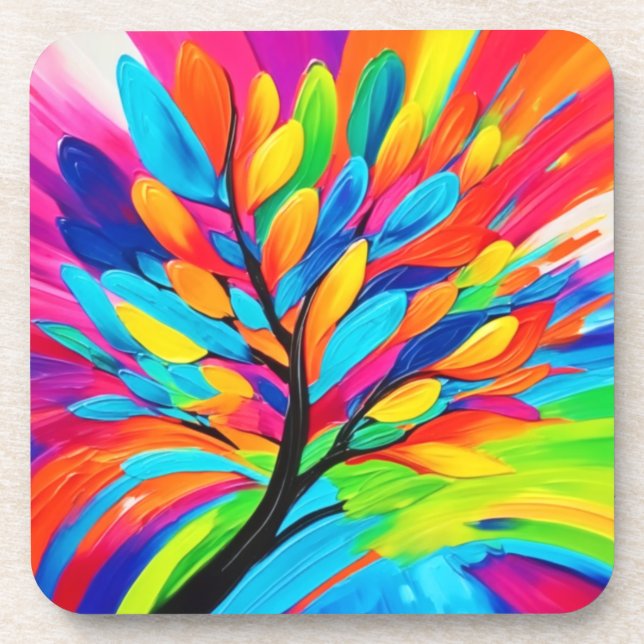 Posavasos Árbol Colorido de Sueños (Frente)