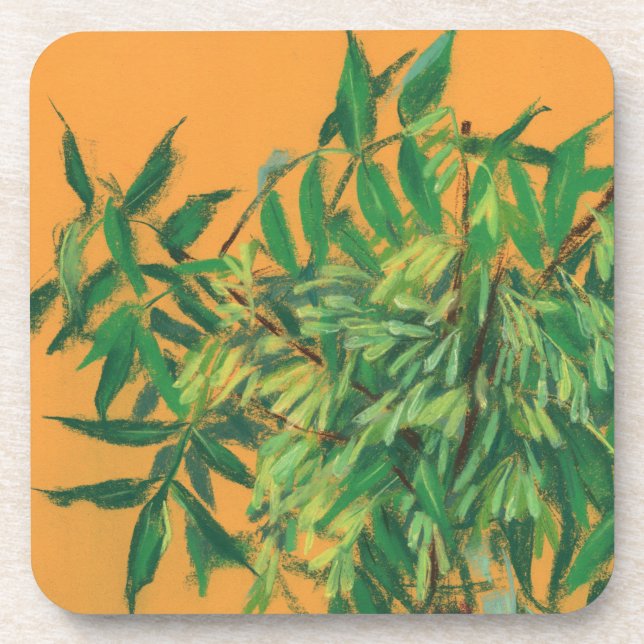 Posavasos Árbol de ceniza, verde verde amarillo veraniego ar (Frente)