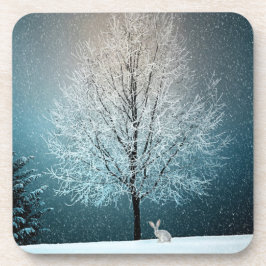 Posavasos Árbol de escarcha por la noche