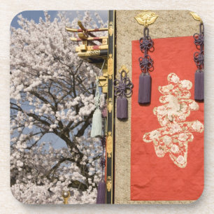 Posavasos Árbol de flor de cerezo y tapiz de seda de