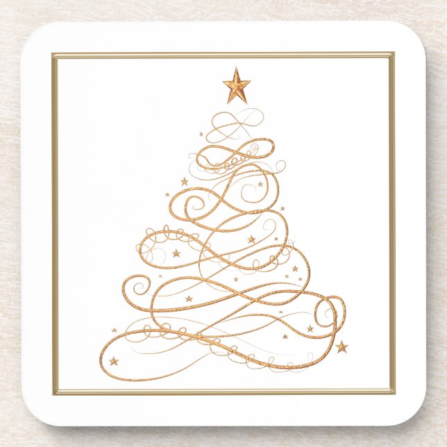 Posavasos Árbol de navidad afiligranado metálico del oro (Frente)