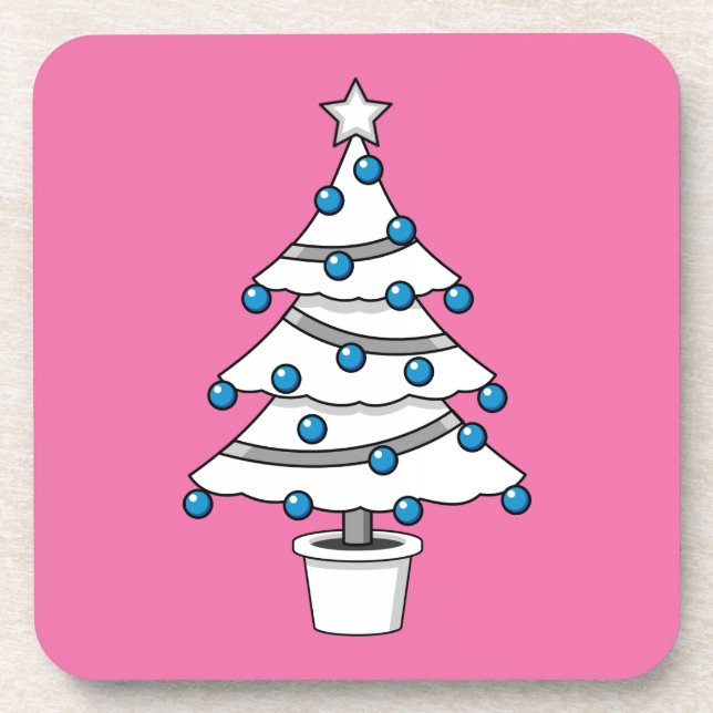 Posavasos Árbol de Navidad Blanco (Frente)