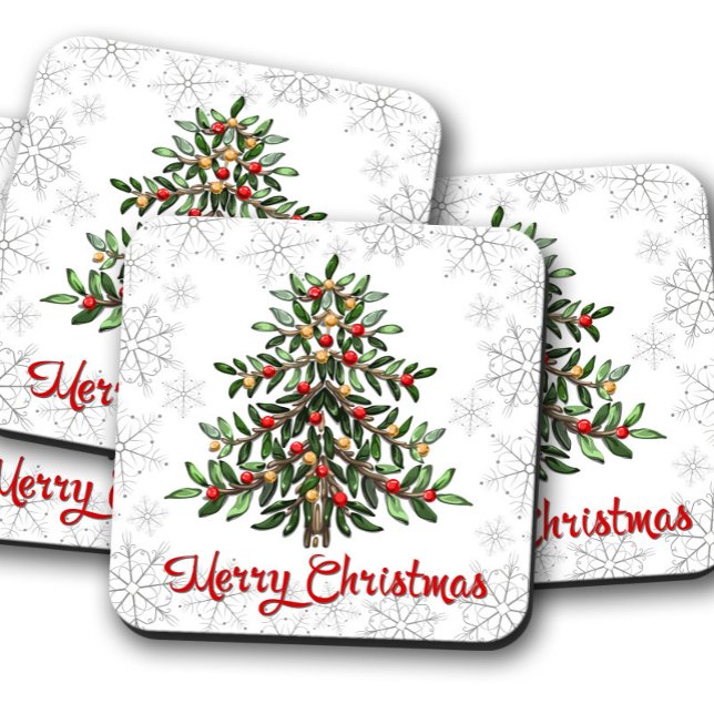 Posavasos Árbol de Navidad Blanco | Juego de aletas de corch (Subido por el creador)