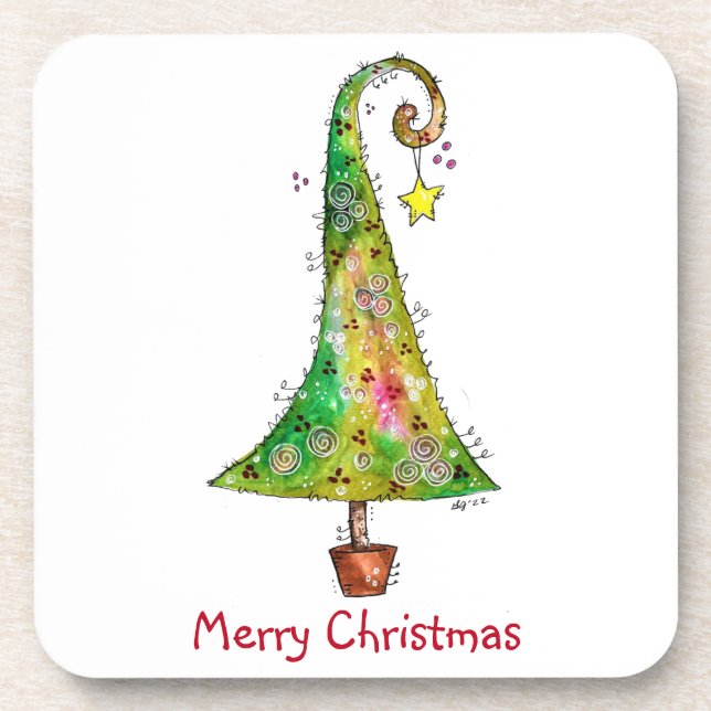 Posavasos Árbol de Navidad caprichoso (Frente)