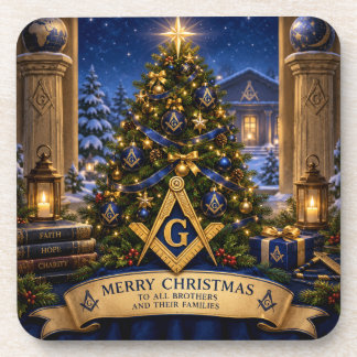 Posavasos Árbol de Navidad de acuarela masónico francmasón