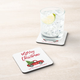 Posavasos Árbol de Navidad de Camión de Cepillo Rojo con gui