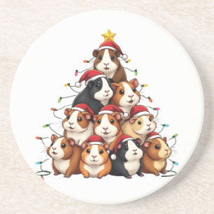 Posavasos Árbol de Navidad de Cerdo de Guinea Feliz Navidad