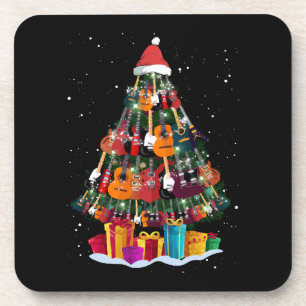 Posavasos Árbol de Navidad de guitarra divertido