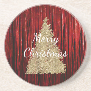 Posavasos Árbol de navidad de oro de insectos rojos