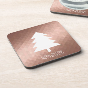 Posavasos Árbol de navidad de oro mínimo rosa geométrico mod