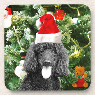 Posavasos Árbol de Navidad de perro caniche Snowman Red Sant