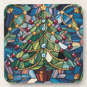Posavasos Árbol de Navidad de Vidrio Pintado Estilo Tiffany