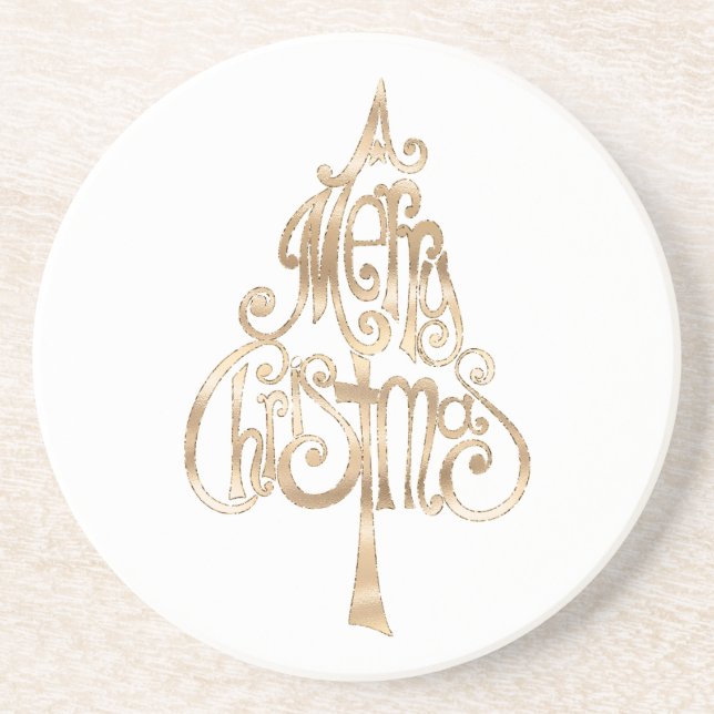 Posavasos Árbol de Navidad dorado (Frente)