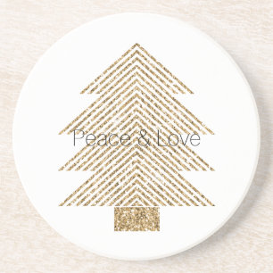 Posavasos Árbol de Navidad Glitzy de Oro Blanco