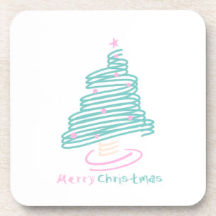Posavasos Árbol de Navidad lindo rosa y verde en espiral 