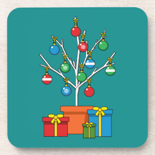 Posavasos Árbol de Navidad mínimo con presentes