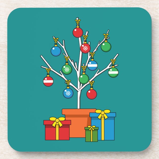 Posavasos Árbol de Navidad mínimo con presentes (Frente)