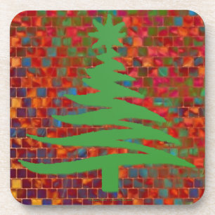 Posavasos Árbol de Navidad moderno con plantilla impreso en