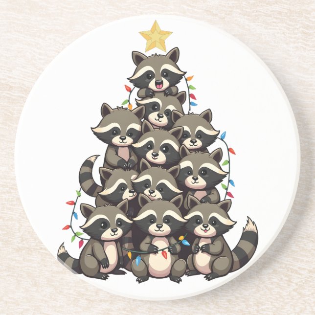 Posavasos Árbol de Navidad pingüino Feliz Navidad (Frente)
