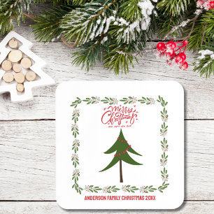 Posavasos Árbol de Navidad retro vintage y Minimalista de gu