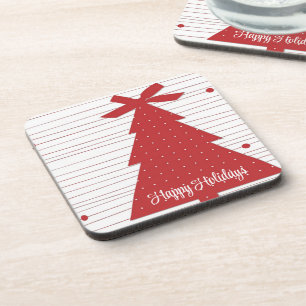 Posavasos Árbol de Navidad rojo con puntos y líneas