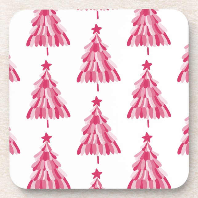 Posavasos Árbol de Navidad rosa (Frente)