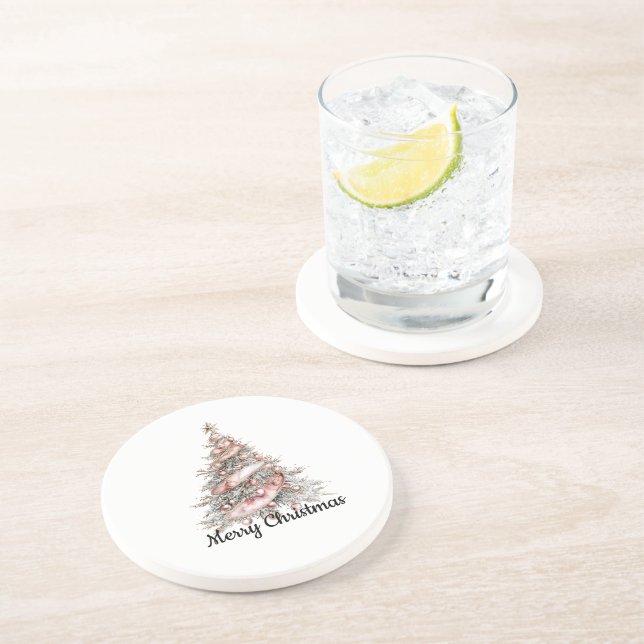 Posavasos Árbol de Navidad rosa rosado y dorado Rosa (Lado)