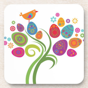 Posavasos Árbol de Pascua con los huevos y las flores
