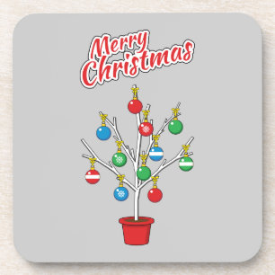Posavasos Árbol de sucursal desnudo de los navidades - Feliz